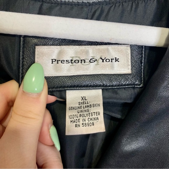 Vintage 90's Black Preston & York Lambskin Leather Jacket - Picture 5 of 5